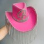 Hot Pink Rhinestone Fringe Cowboy Hat, thumbnail 2 of 4