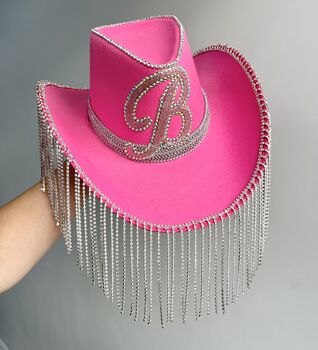 Hot Pink Rhinestone Fringe Cowboy Hat, 2 of 4