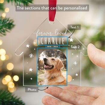 Personalised Pet Memorial House Ornament Photo And Name, 2 of 8