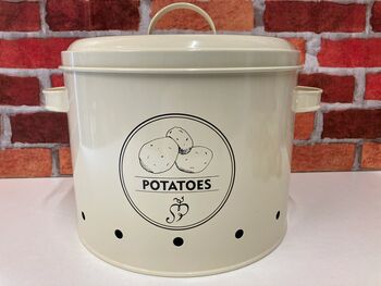 Cream Metal Potato Storage Tin – 21cm, 8 of 9