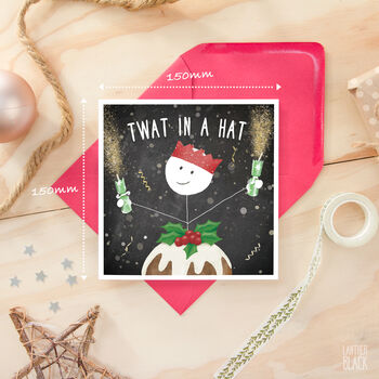 Twat In Hat Funny Christmas Card Brother Sister Friend, 3 of 4