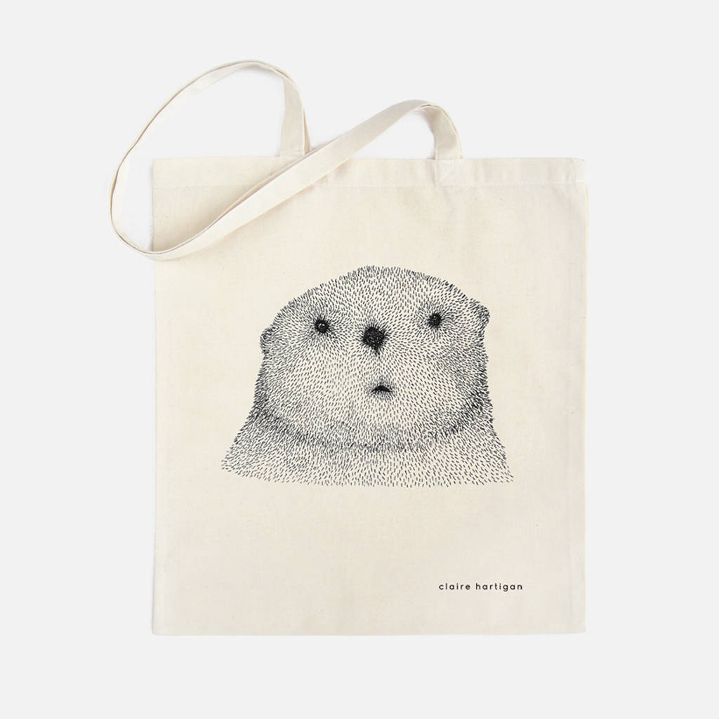 Curious Otter Cotton Tote Bag, 1 of 4