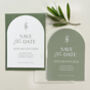 Olive Arch Shaped Wedding Save The Date Cards, thumbnail 2 of 5