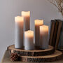 Set Of Five Grey Slim LED Pillar Candles, thumbnail 2 of 4