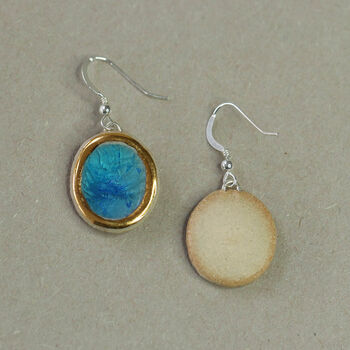 Turquoise Blue Lagoon Oval Drop Earrings, 4 of 5