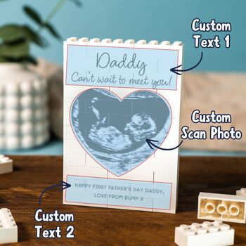 Personalised Baby Scan Photo Lego® Block Gift For Expectant Dads: First Father's Day From Bump, 3 of 12