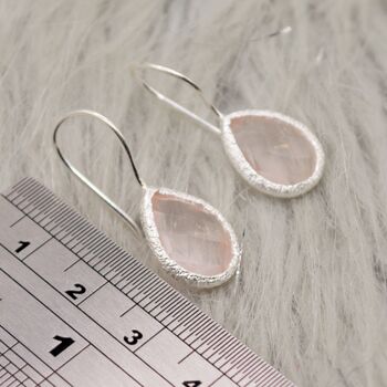 Rose Quartz Teardrop Earrings: Silver Or Gold Dangle Drop, 6 of 6