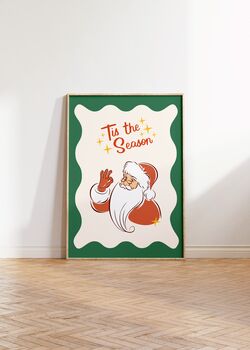 Tis The Season Santa Christmas Wall Art Print, 3 of 6