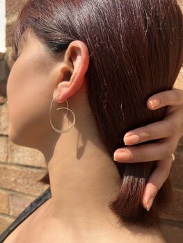 Tapered Rose Gold Sterling Silver Hoop Earrings, 3 of 7