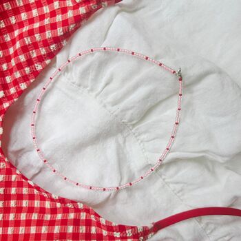 Minimal Pink Seed Bead Necklace, 3 of 5