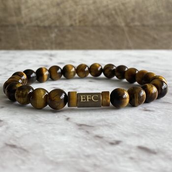 Men's Everton Fc Football Fan Tiger's Eye Bracelet, 2 of 5