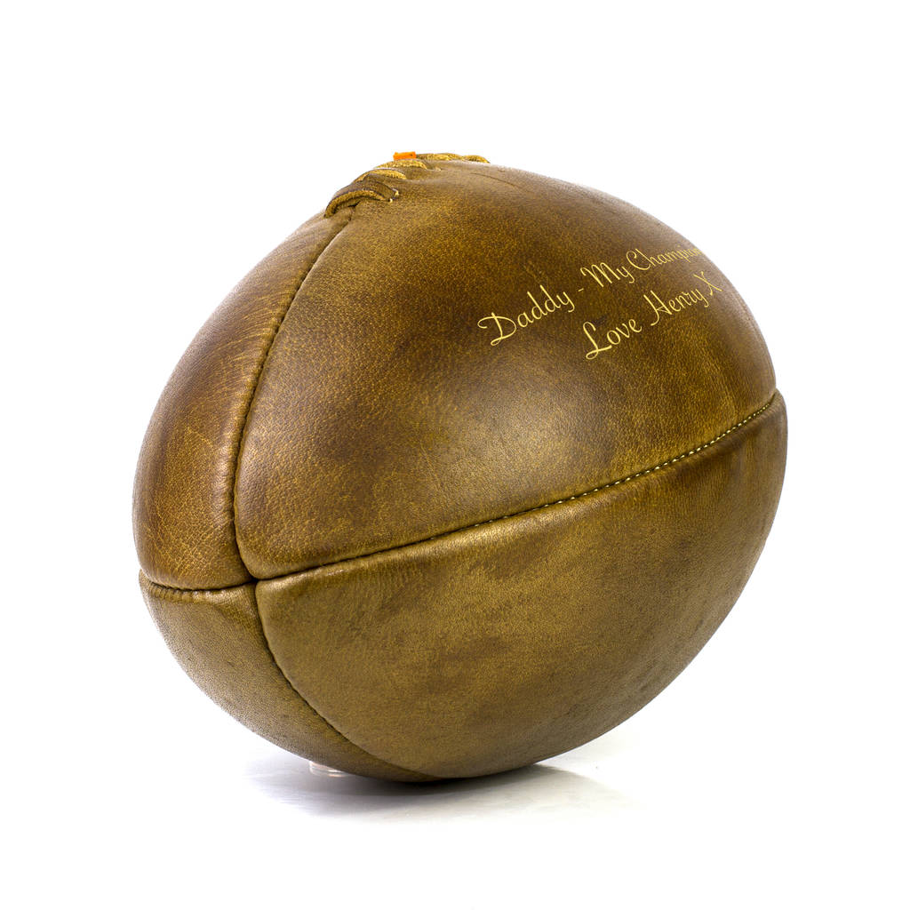 personalised vintage leather rugby ball by we print balls