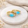 Gold Plated Sterling Silver Turquoise Huggie Hoop Earrings – 10mm, thumbnail 1 of 5