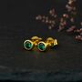 Gold Plated Sterling Silver December Blue Topaz Birthstone Stud Earrings, thumbnail 4 of 5