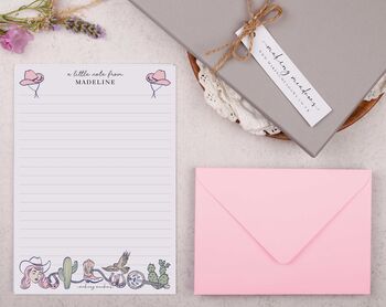 A5 Personalised Letter Writing Paper Pink Cowgirl Rodeo Design, 3 of 6