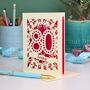 Personalised 80th Birthday Card Papercut Spotty Design, thumbnail 2 of 6