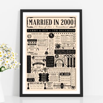 2000 Personalised 25th Silver Wedding Anniversary Poster, 7 of 8