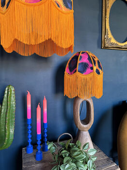 Sadie Vintage Fringed Dome Lampshade In Electric Leopard, 5 of 6