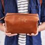 Best Dad In The World Leather Wash Bag, thumbnail 1 of 6