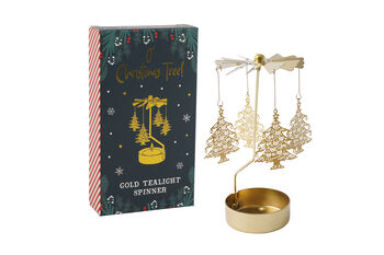 Gold Christmas Tree Tealight Spinner, 4 of 4