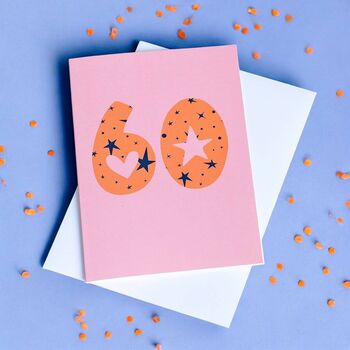 60th Birthday Card Pink And Orange Fun Design, 2 of 2