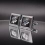 Silver Royal Grey Cufflinks Luxury Lily Flower, thumbnail 2 of 6