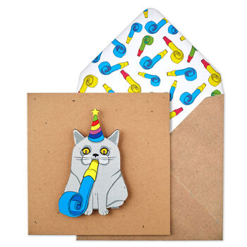 Handmade 3D Cat Cards Pack Of Five, 4 of 6