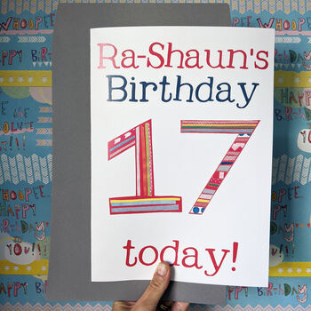 Big Birthday Card With Personalised Name And Age, 7 of 8