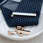 Personalised Two Tone Cubic Tie Clip And Cufflink Set, thumbnail 6 of 12