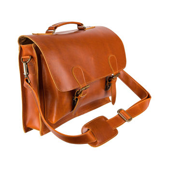 Personalised Buffalo Leather Classic Messenger In Tan, 4 of 9