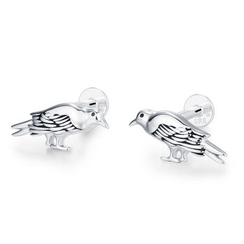 Sterling Silver Bird 16 G Flat Back Labret Earrings, 6 of 10