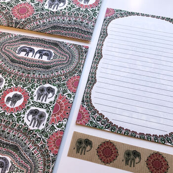 Elephants And Foliage Letter Writing Set, 3 of 4