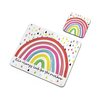 Personalised Children's Pastel Rainbow Placemat Set, 6 of 6