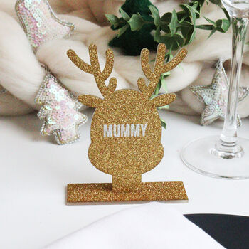 Personalised Gold Reindeer Christmas Place Setting, 4 of 8