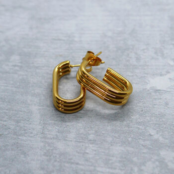 U Shaped Ribbed Earrings, 2 of 3