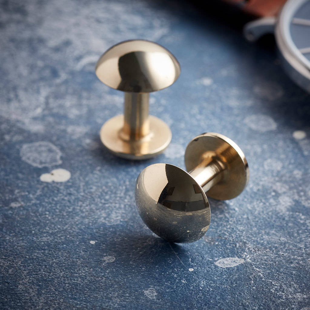 Image of Sidney Dome Bronze Cufflinks With Personalised Pouch