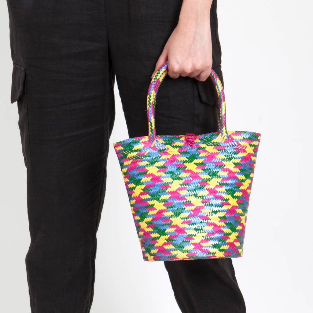 Arcoiris Multicolor Mini Tote Straw Bag By Washein | notonthehighstreet.com