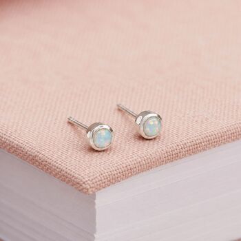 4mm Sterling Silver Opal Stud Earrings, 4 of 10