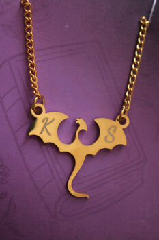 Personalised Dragon Necklace Gold And Silver, 4 of 4