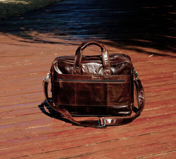 Genuine Leather Briefcase With Zip Pockets, 5 of 12