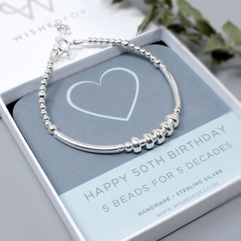50th Birthday Bracelet, Kate, Sterling Silver, 3 of 4