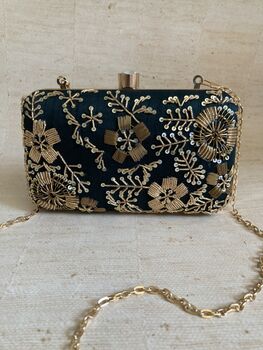 Green Raw Silk Rectangular Clutch Bag, 7 of 9