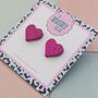 Love Heart Glitter Resin Stud Earrings Pink, Hot Pink, Red, Gold And Silver, thumbnail 9 of 12