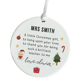 Personalised Christmas Ceramic Ornament Teacher Gift, 3 of 7