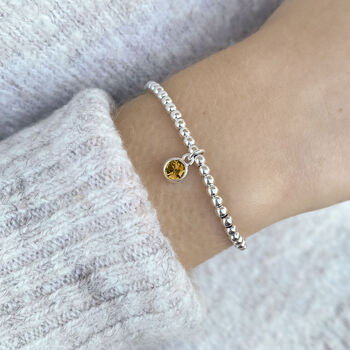 Sterling Silver November Birthstone Ball Slider Bracelet – Topaz, 2 of 5