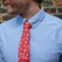 Mens Bold Red Ditsy Floral Slim Style Tie, thumbnail 5 of 9