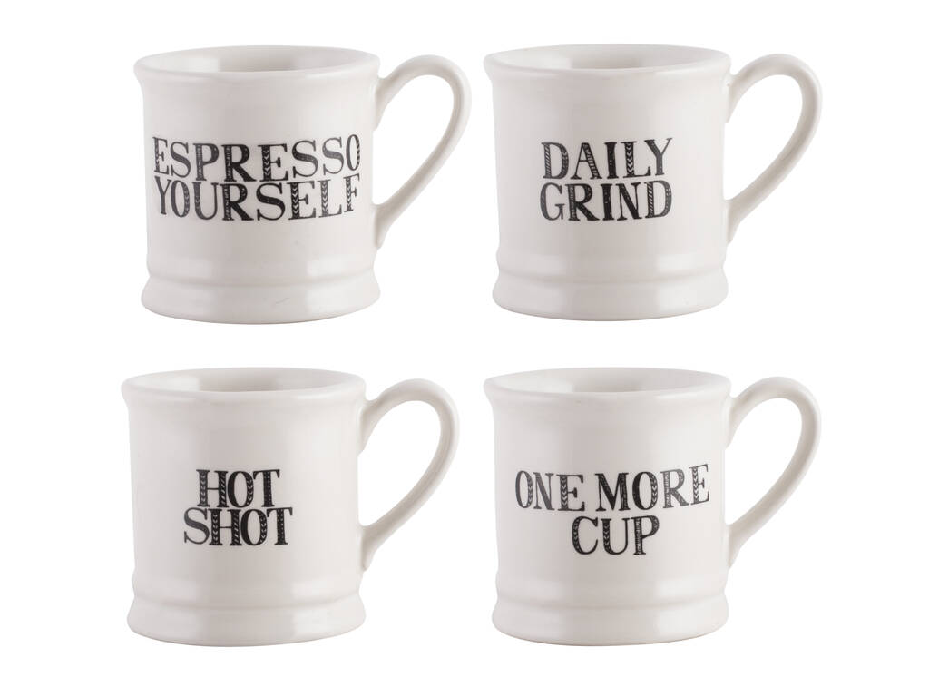 Set Of Four Espresso Tankard Mugs By The Alphabet Gift Shop
