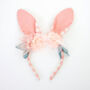 Flower Embellished Gingham Bunny Headband, thumbnail 1 of 4