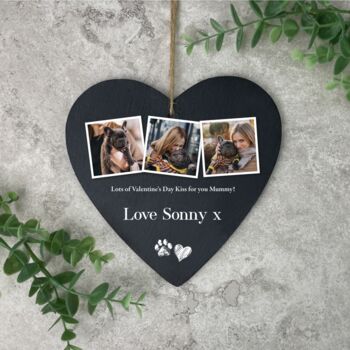 Personalised Pet Photo Slate Hanging Heart Decoration 15 X 16cm, 3 of 8