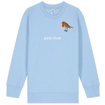 Childrens Unisex Organic Cotton Embroidered Robin Christmas Jumper, 9 of 12